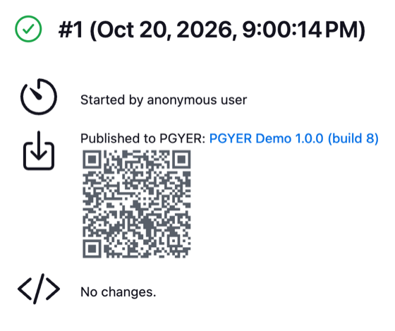 Download link and QR code on the build page