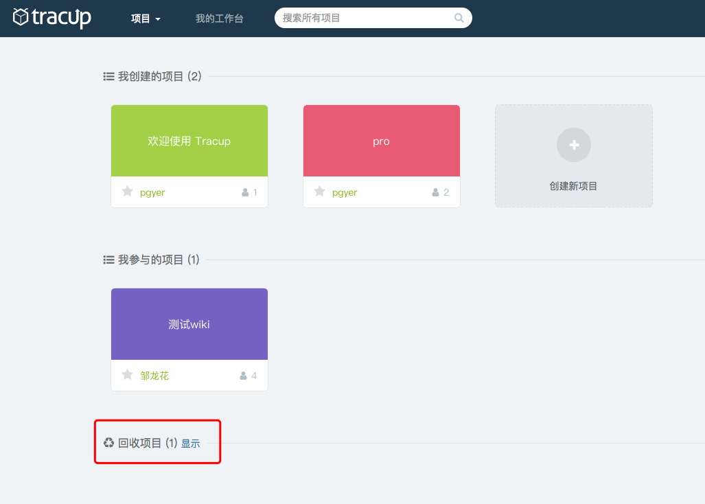 回收项目显示